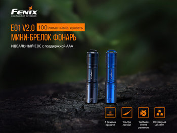 Фото Налобний ліхтар Fenix HM65R+ліхтар ручний Fenix E01 V2.0 у подарунок